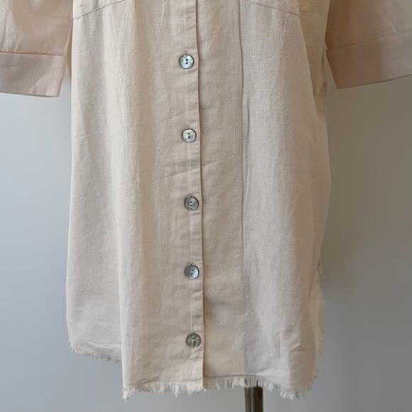 Shore Oversized Linen Shirt Mini Dress Button-Down Seashell Size XS NWT - Picture 3 of 13